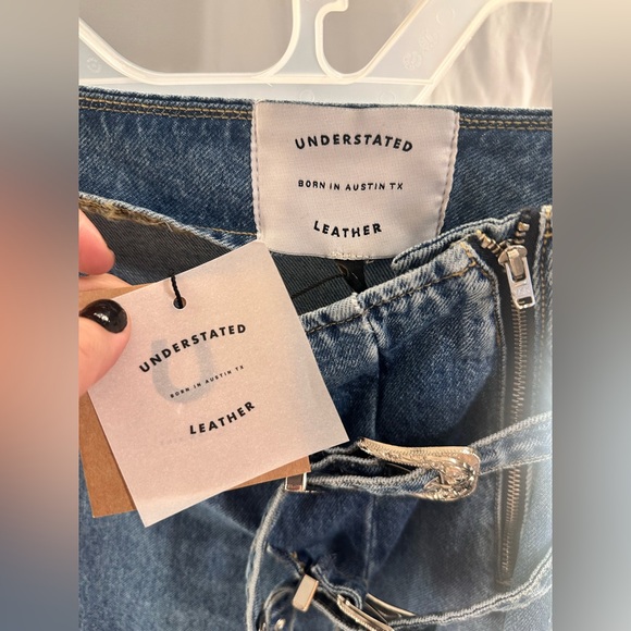 New Understated Leather Western Maxi Skirt in Summer Sky Blue denim split hem - Picture 5 of 6